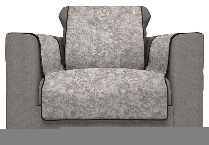 Copridivano con Copri Braccioli Seduta 125 cm in Poliestere e Cotone Marrone