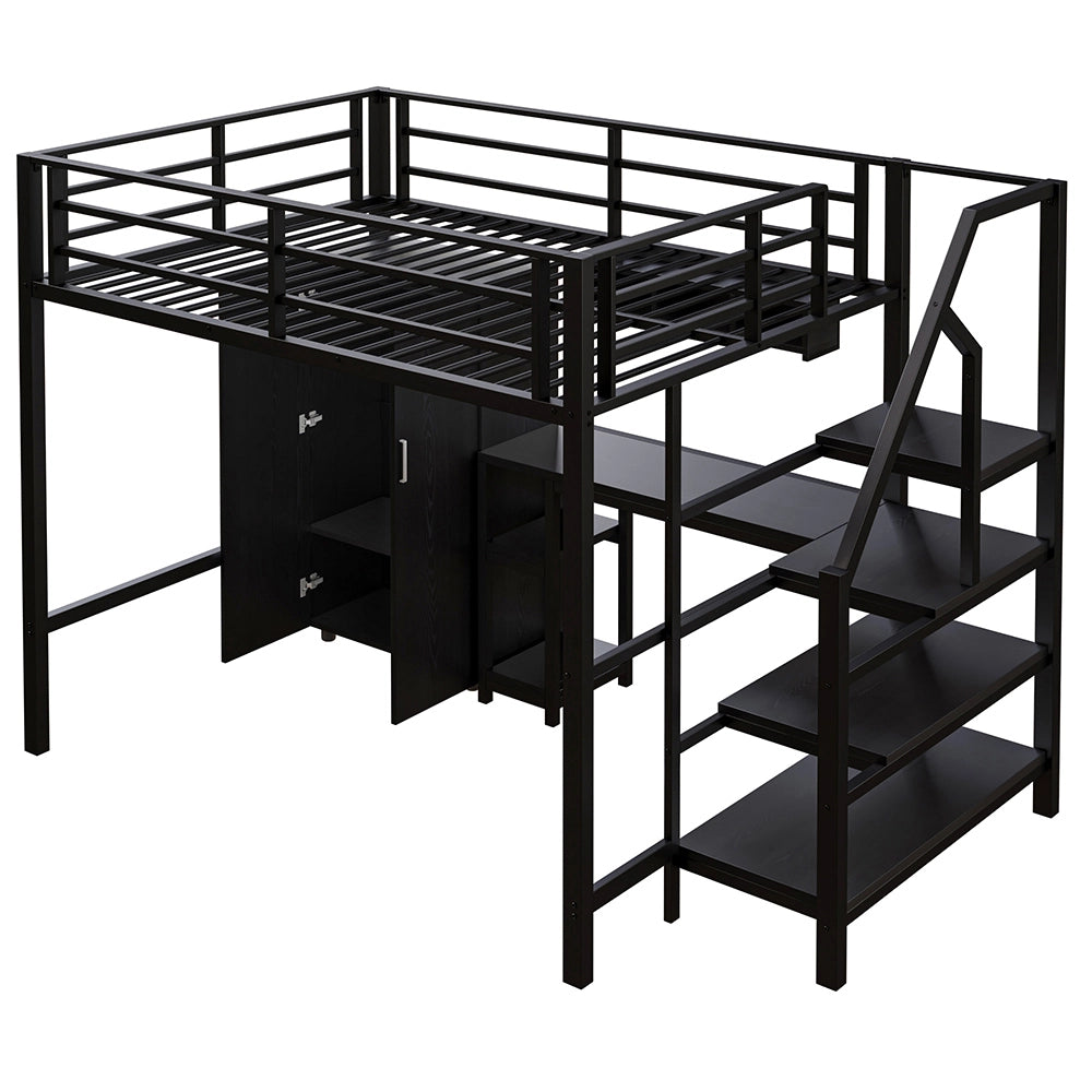 Letto mezzanino 140x200cm - Xylo - nero, armadio, organizzazione pratica
