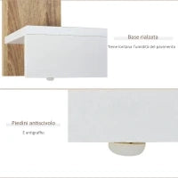 Scaffale Libreria a Parete in Legno Color Rovere e Bianco con 5 Ripiani, Antiribaltamento, 45 x 21 x 170cm