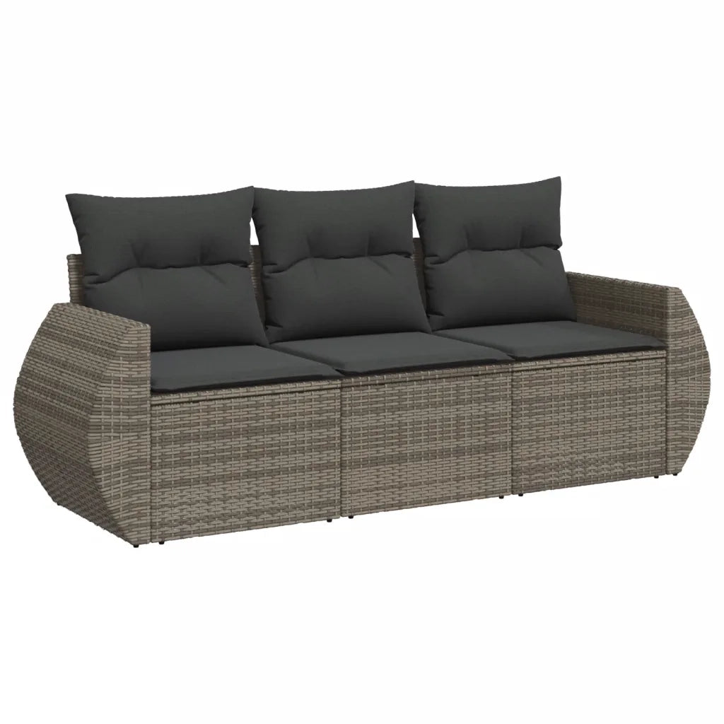 Set Divani da Giardino 3 pz con Cuscini Grigio in Polyrattancod mxl 114048