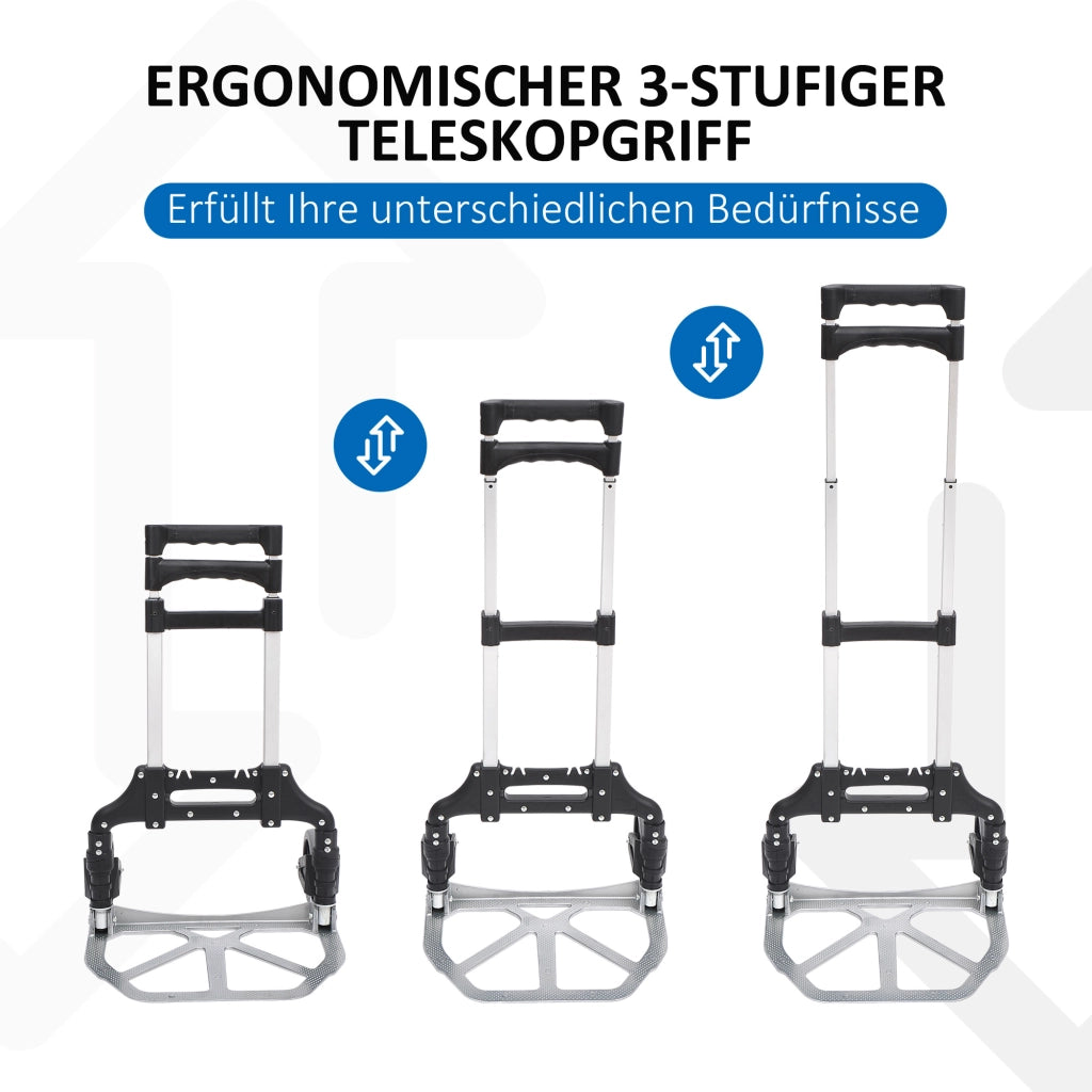 Carrello Pieghevole in Alluminio ¨C Xylo ¨C Portata 70 kg, 39x41x100 cm, Argento