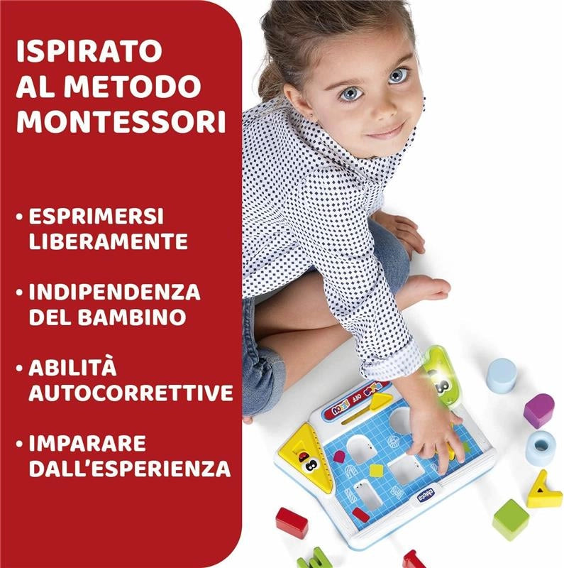 CHICCO LE FORME DELLE VOCALI LETTRONICO E PARLANTE PER IMPARARE LE LETTERE DELL'ALFABETO E LE FORME 2-4 ANNI