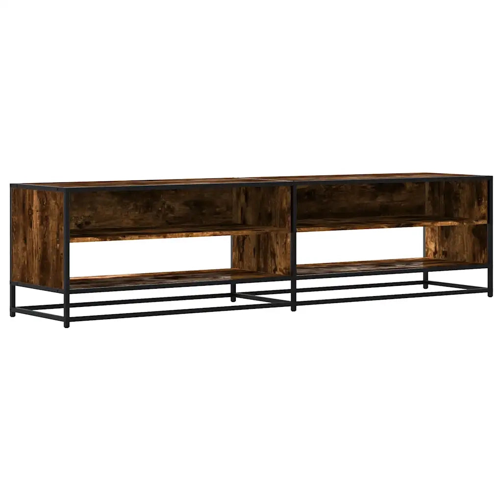 Mobile TV industriale con ampio vano contenitore 180,5 x 40 x 46 cm realizzato in legno composito finitura rovere affumicato 02_0055619