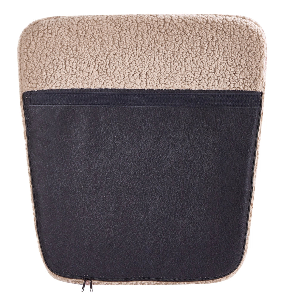 Sedia a dondolo Rivestimento in bouclé beige sporco Gambe nere in metallo con braccioli Schienale alto Soggiorno
