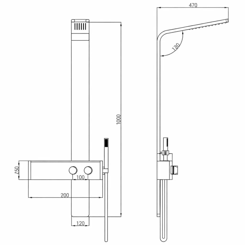 Colonna doccia 016 acciaio inox incasso spazzolato 2 funzioni top l50xp47xh130