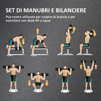 Set 2 Manubri Antiscivolo con 16 Dischi Pesi da 30 kg  totali e Connettore in Acciaio HDPE e Sabbia Nero