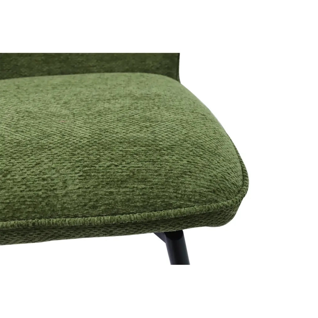 Sedia da bancone girevole CROFT – Tessuto verde – Piedi in metallo nero – Altezza 103 cm – Stile design/industriale
