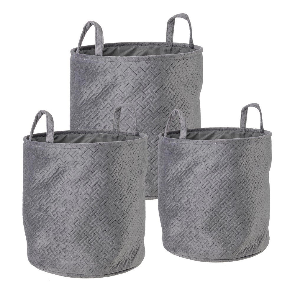 Set 3 Portaoggetti Poliestere Grigio Moderno da Interno - MEI-HUA
