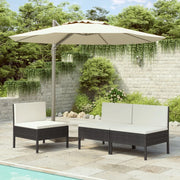 Sedie da Giardino 3 pz con Cuscini in Polyrattan Nere 310190