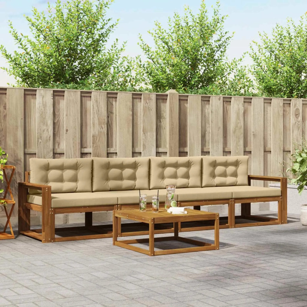 Set di divani da esterno con cuscino 5 pcs Naturale e Beige 3367166