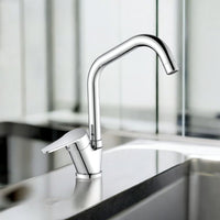 Miscelatore per cucina in ottone cromato, canna a ponte