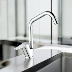 Miscelatore per cucina in ottone cromato, canna a ponte