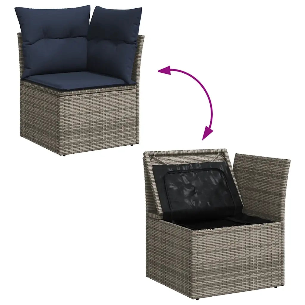 Set Divani da Giardino 11 pz con Cuscini in Polyrattan Grigio 3327092