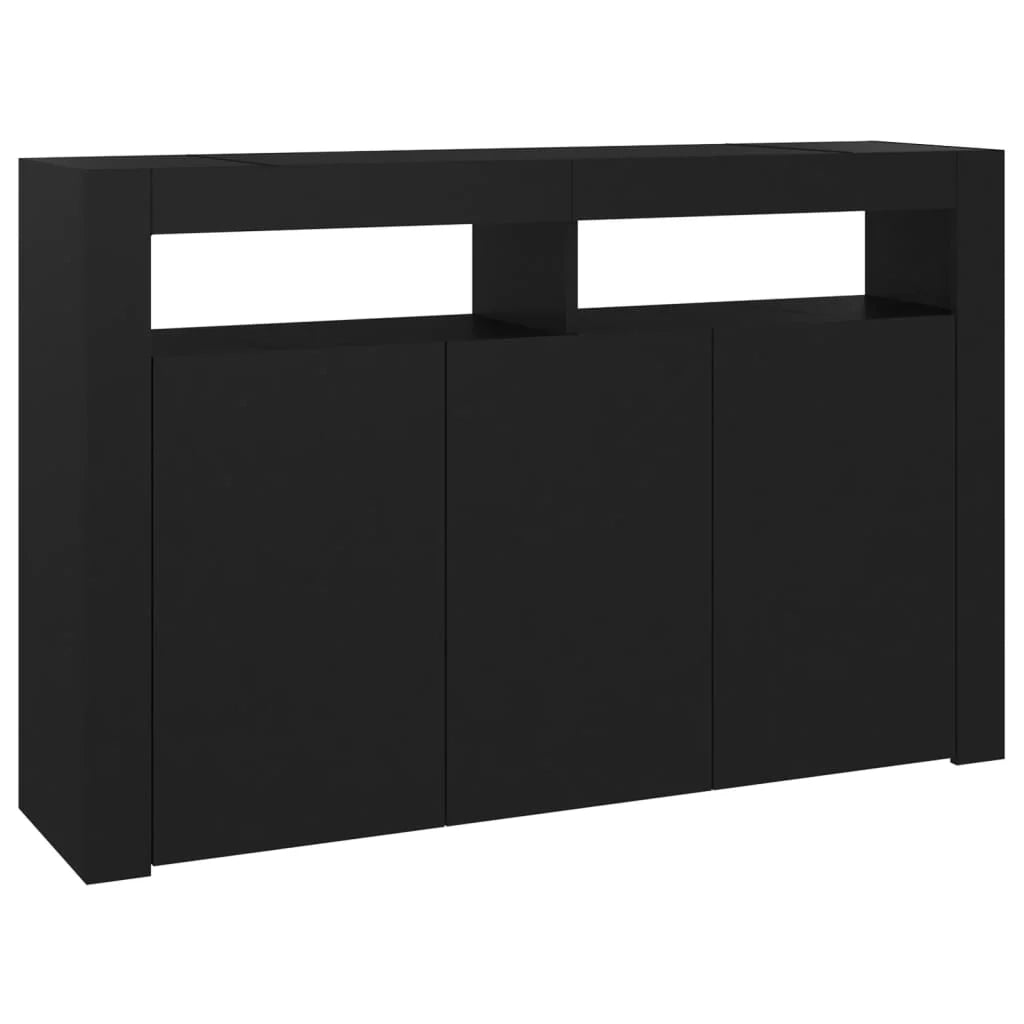 Credenza buffet cassettiera mobile contenitore organizer cucina soggiorno soggiorno con luci a LED 115,5 x 30 x 75 cm nero 02_0030011