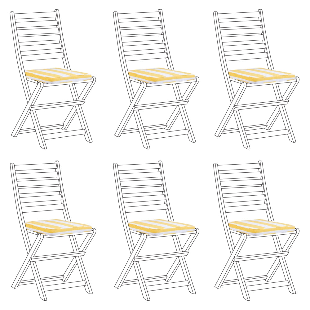 Set di 6 cuscini per sedie da esterno giallo e bianco 31 x 39 cm giardino terrazzo tessuto resistente