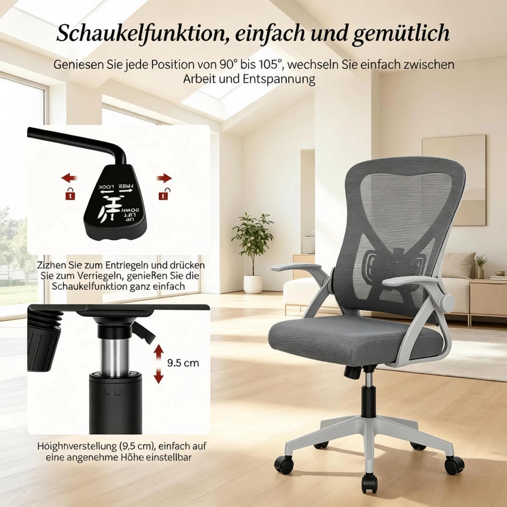 SEDIA UFFICIO Ergonomica Girevole 47x42 cm Grigio 1 pz
