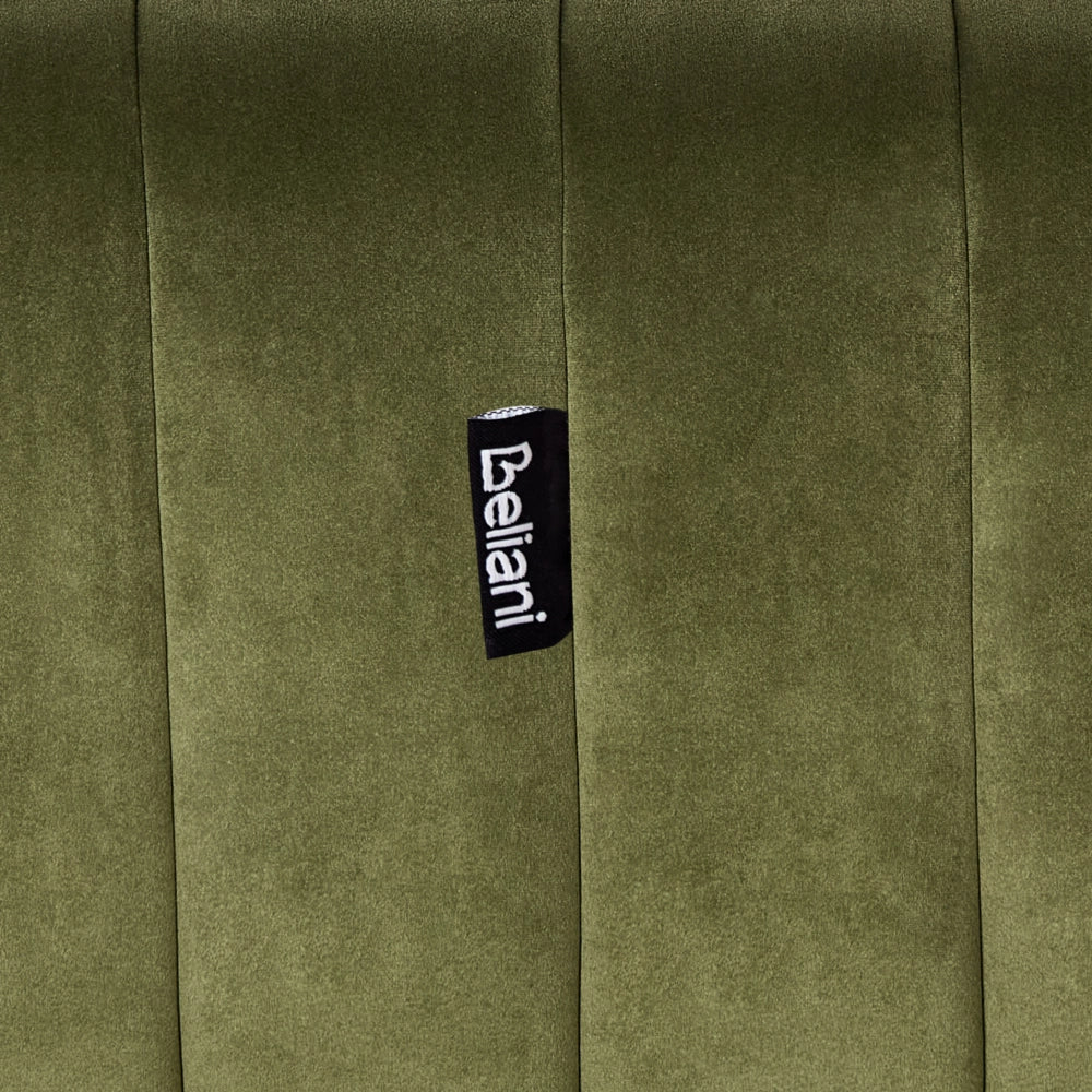 Divano 3 posti in velluto verde scuro Design contemporaneo e retrò Seduta imbottita e schienale basso