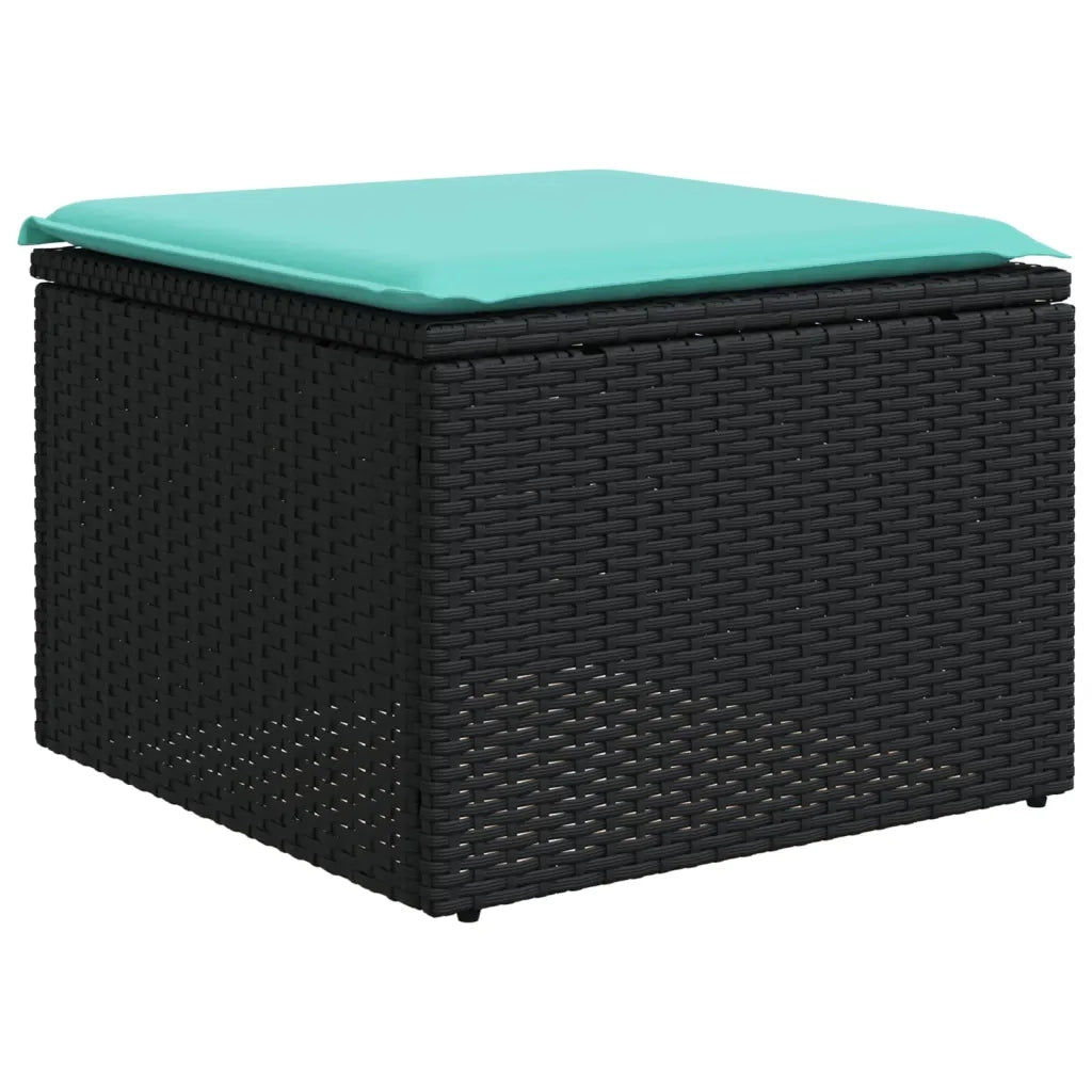 Set Divano da Giardino 6 pz con Cuscini Nero in Polyrattan