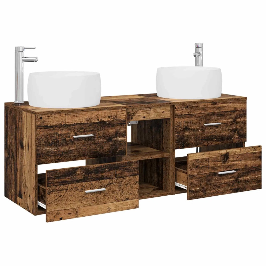 Set di mobili per il bagno 3 pz Legno antico 3405929