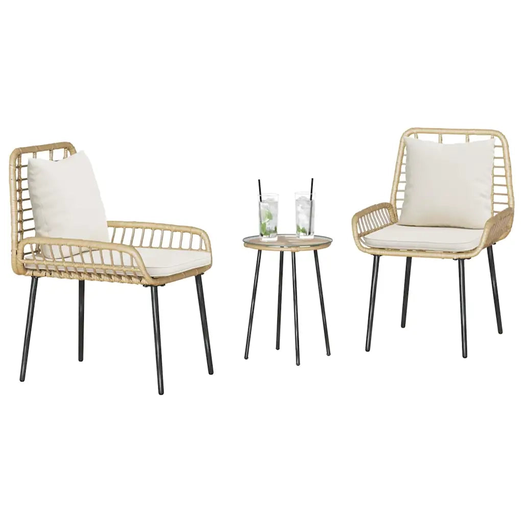 vidaXL Set da Pranzo per Giardino 3 pcs Marrone e Nero e Panna