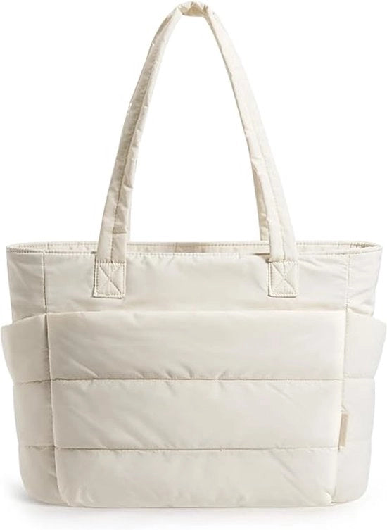 Borsa da donna, borsa imbottita con chiusura a cerniera, borsa da spalla leggera per donna con imbottitura