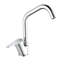 Miscelatore per cucina in ottone cromato, canna a ponte