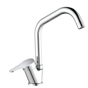 Miscelatore per cucina in ottone cromato, canna a ponte