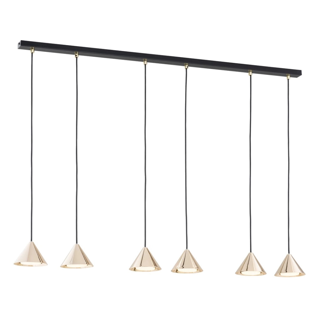 Lampada sospensione lineare ELIT Emibig nera oro 6xGX53