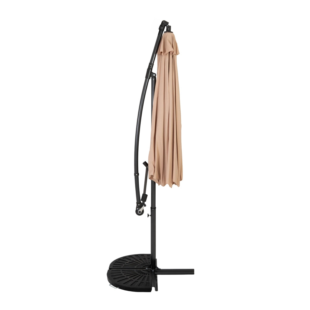 Ombrellone Decentrato 3m Beige Banana con Base 2 Pesi 28kg