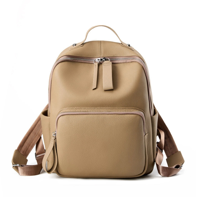 Zaino in vera pelle, borsa casual per la scuola, borsa da viaggio, grigio