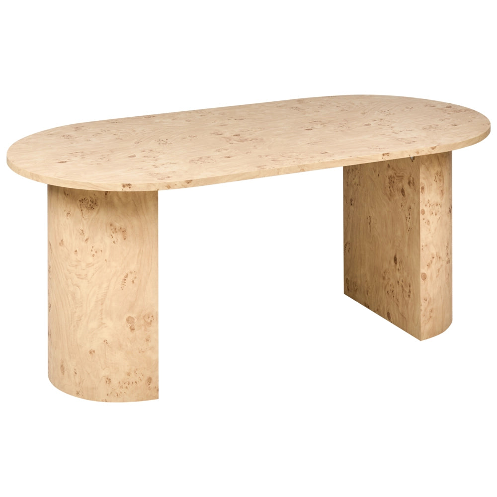Tavolo da pranzo ovale marrone, 180 x 90 cm in MDF stile scandinavo moderno per il soggiorno