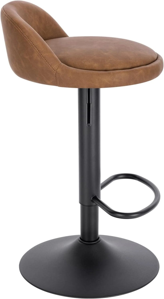 Sgabelli da Cucina in similpelle con Poggiapiedi Sgabelli da Bar Moderni per Bancone Penisola Sedie Alte Girevoli Altezza Seduta Regolabile 61-82cm, Marrone 4 Pezzi 0914BY-4