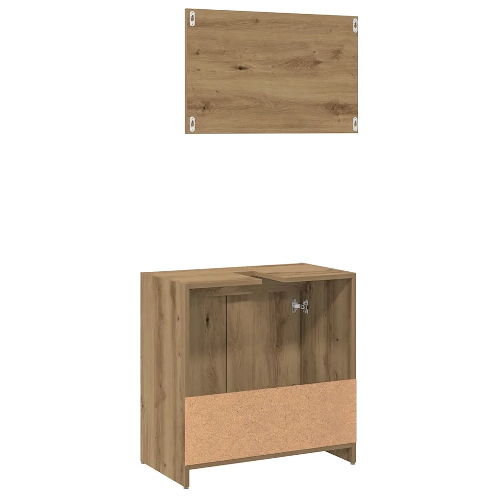 Set Mobili da Bagno 2 pz Rovere Artigianale Legno Multistrato 856068