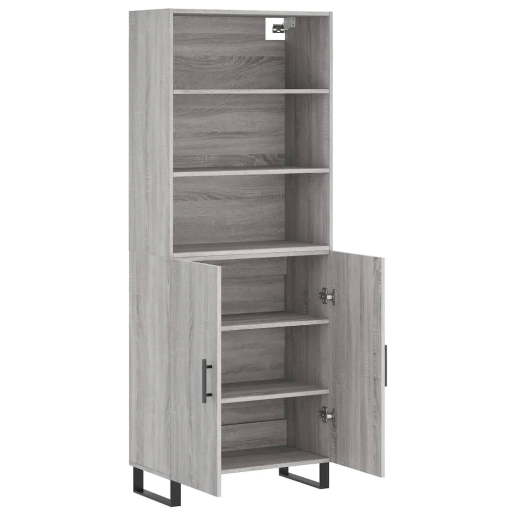 Buffet credenza cassettiera armadio mobile contenitore organizer cucina soggiorno salotto rovere Sonoma alto 69,5 x 34 x 180 cm legno ingegnerizzato grigio 02_0035606