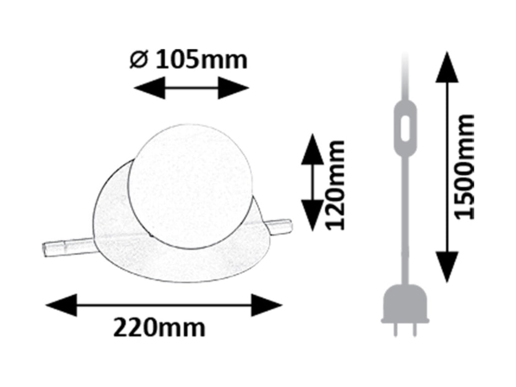 Lampada da tavolo industriale nera sfera bianca G9 Rabalux Jules