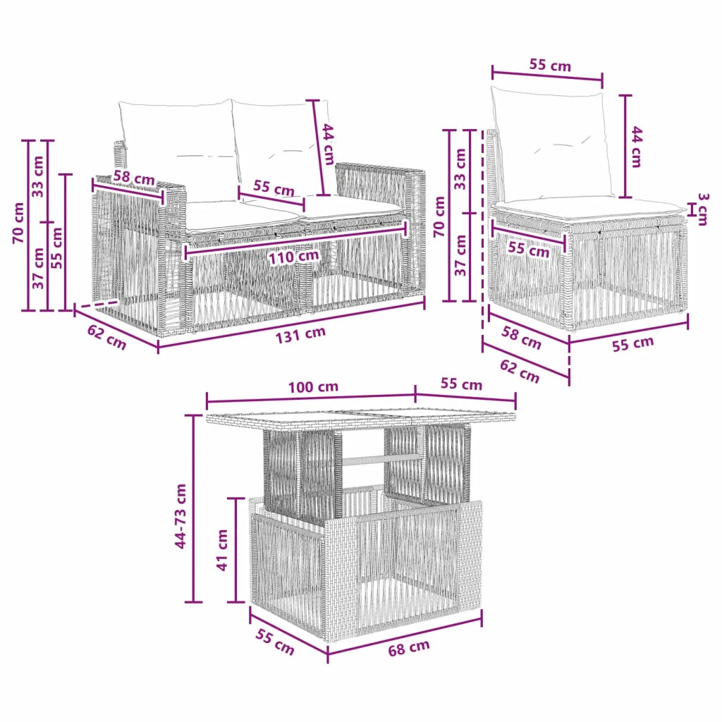 Set Divano da Giardino 7 pz Grigio e Grigio Scuro polyrattan 3436748