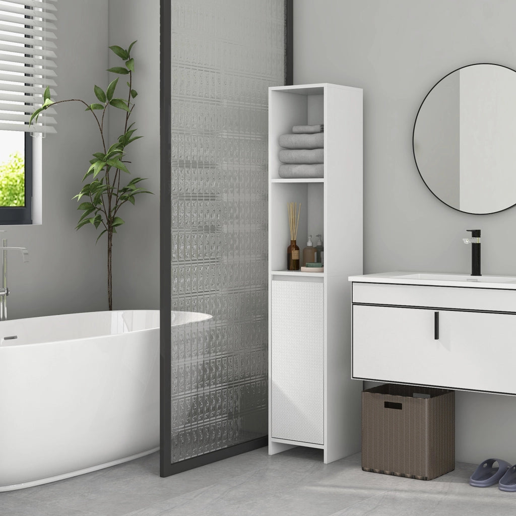 Colonna Bagno con Ante e Ripiani ¨C zephmum ¨C Bianco 30x30x160 cm