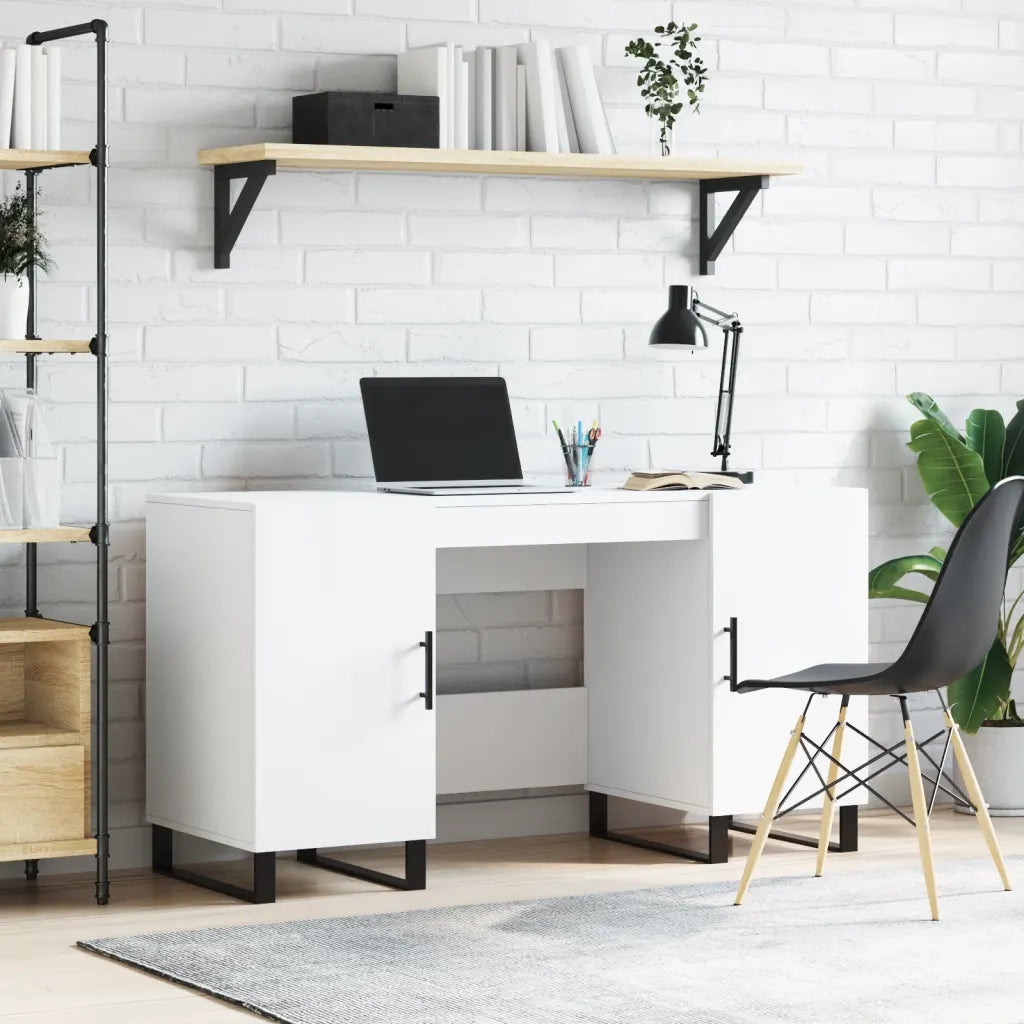 Scrivania | Tavolo da Ufficio Bianca 140x50x75 cm in Legno Multistrato
