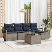 Set di divani con cuscino 6 pcs Grigio polyrattan