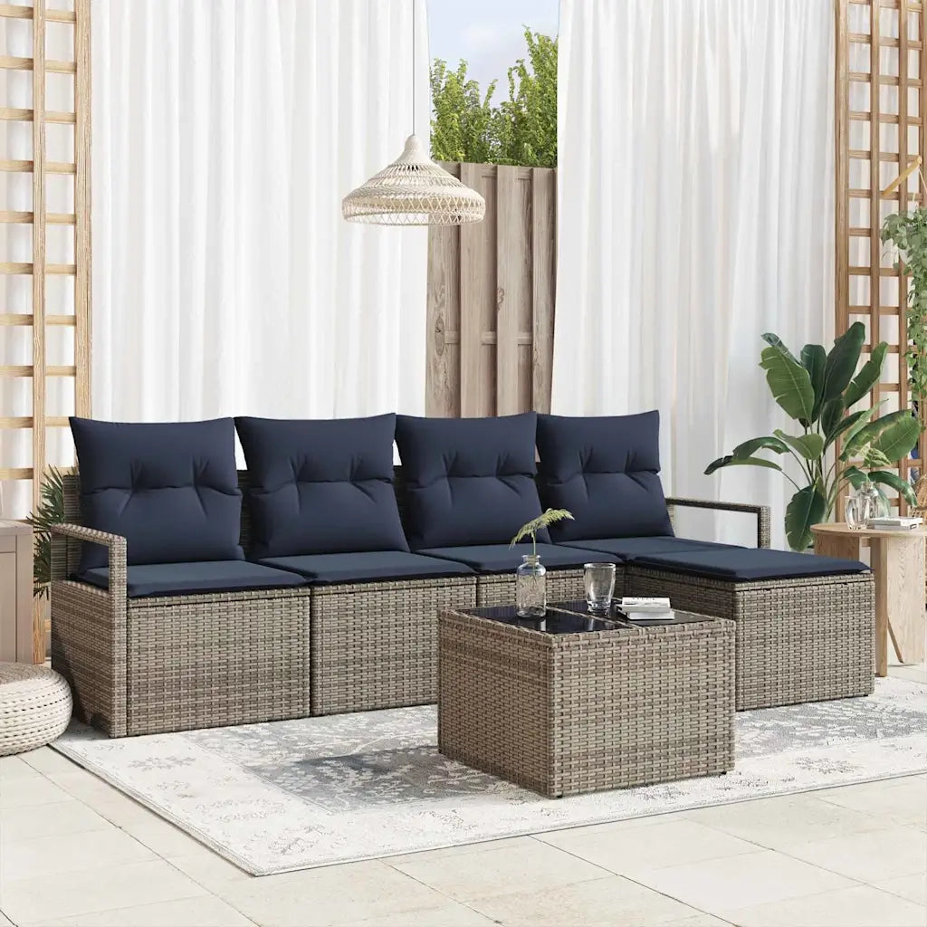Set di divani con cuscino 6 pcs Grigio polyrattan