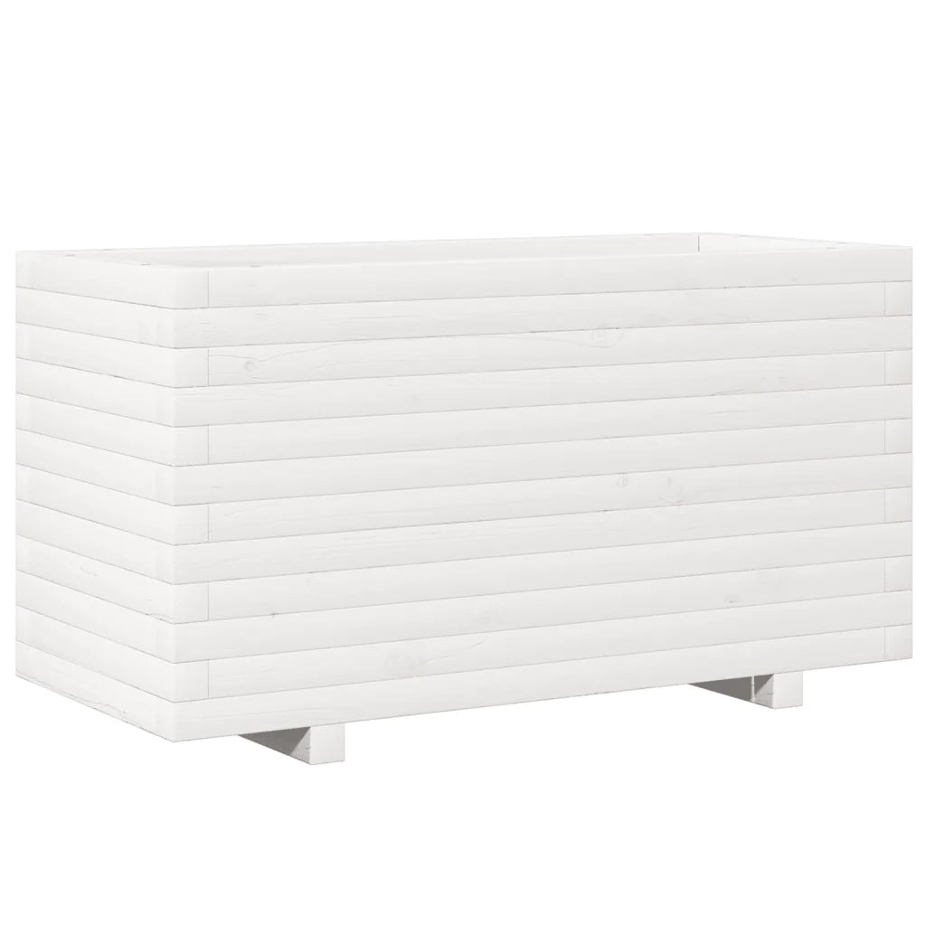 Fioriera | Cassetta per fiori | Vaso da Giardino Bianca 90x40x49,5cm Legno Massello di Pino