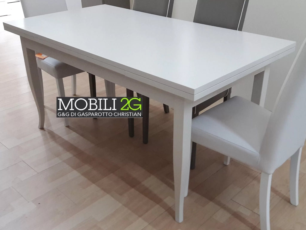 Tavolo rettangolare allungabile legno bianco 140 x 80 (1005) - Mobili 2G