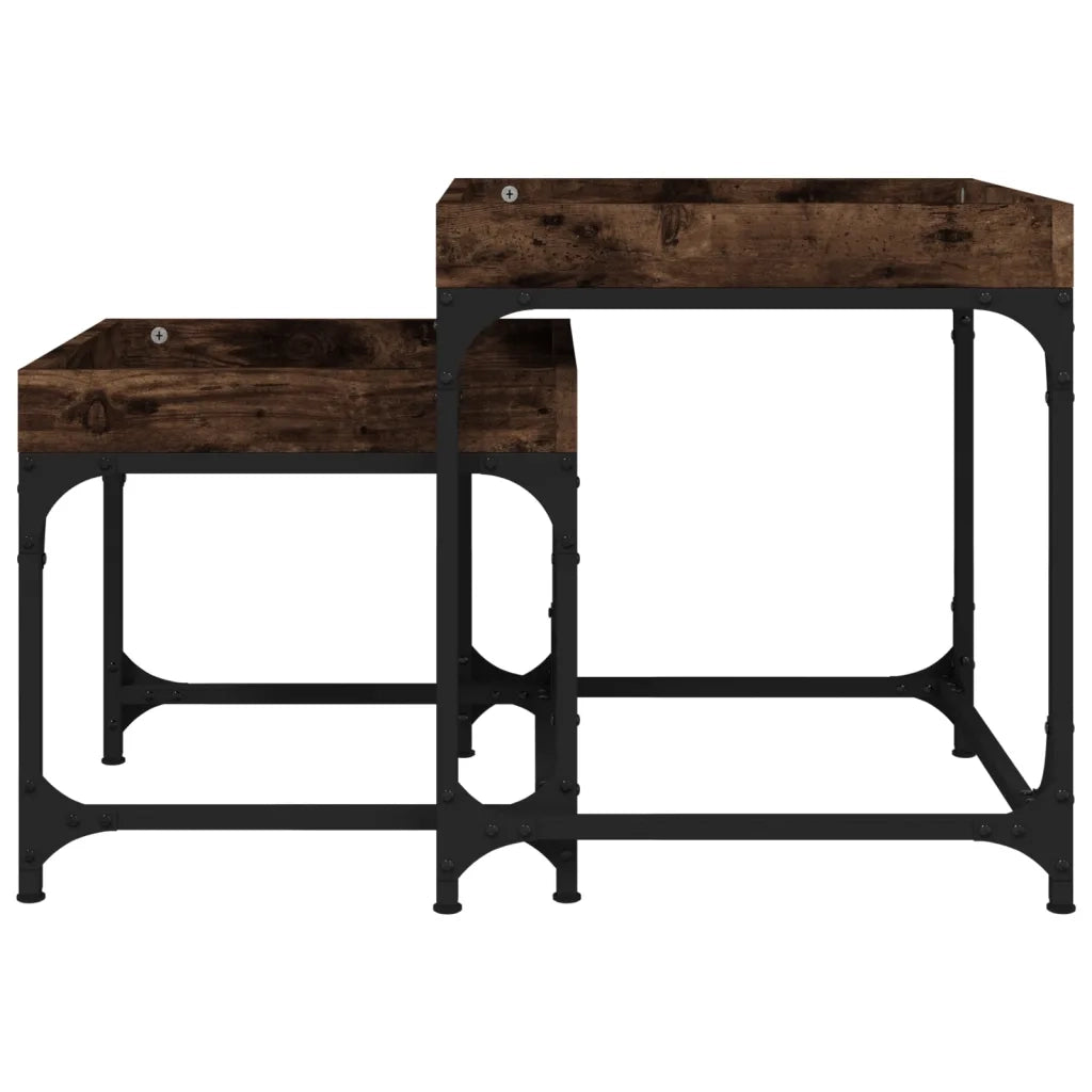 Tavolini 2 pz Rovere Fumo in Legno Multistrato 823284