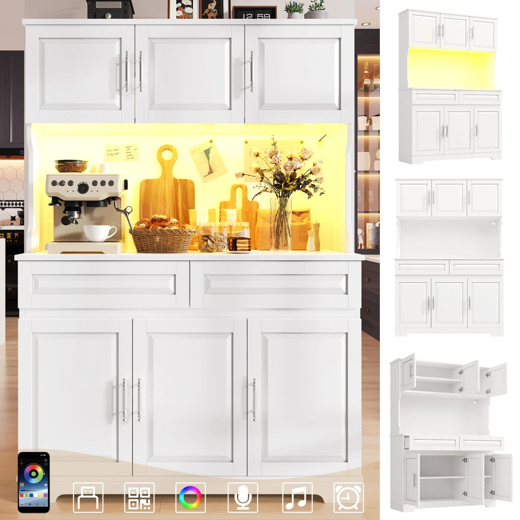 Armadio Cucina con LED e Ripiani Regolabili ¨C Xylo ¨C Bianco, 108x40x180 cm