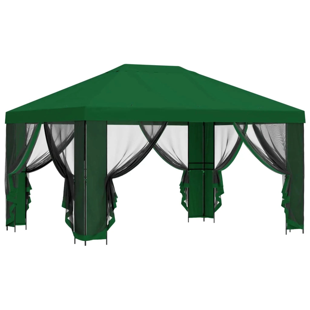 Gazebo da giardino con pareti laterali 4 × 3 m Verde 900389