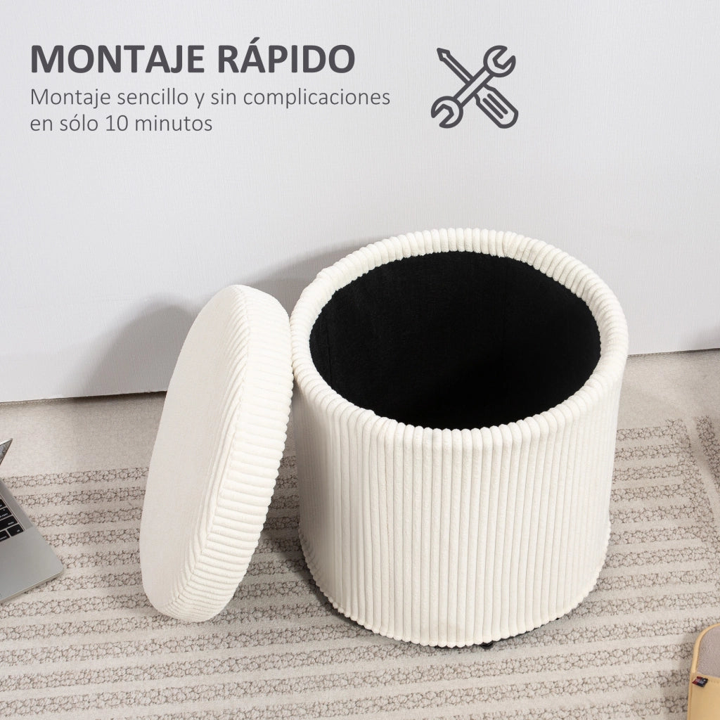 Pouf rotondo imbottito in velluto con struttura in metallo ¨C Zephmum ¨C Beige ?40x41 cm