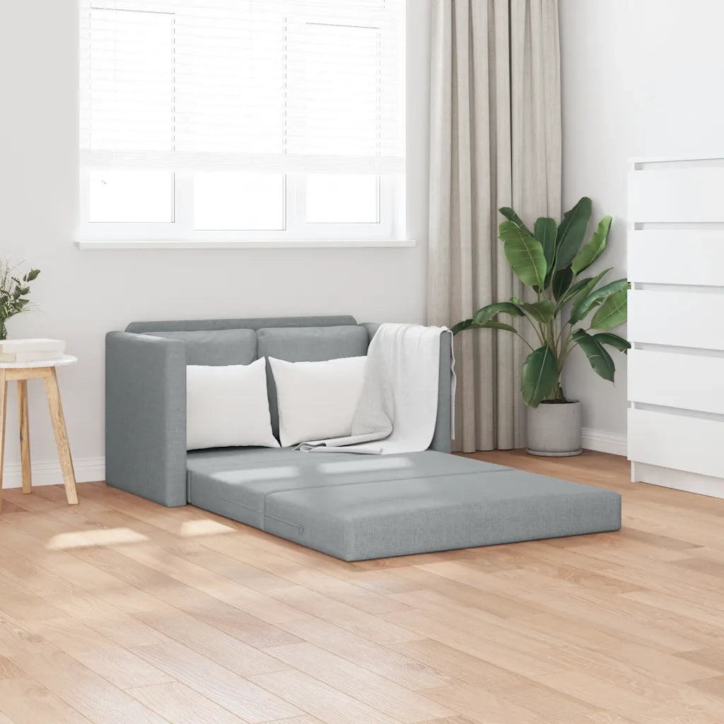 Divano Letto da Terra 2 in 1 Grigio Chiaro 112x174x55cm Tessuto