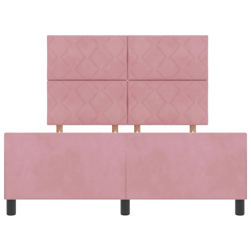 Letto a molle con testiera Rosa 140 x 200 cm Velluto 3345016