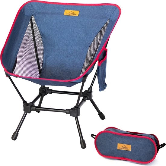 Sedia da campeggio pieghevole - Stabile, leggera e compatta (fino a 120 kg) - Sedia pieghevole con tasca portatile - Sedia da pesca, sedia da campeggio, sedia da spiaggia - Sedile ampio, pieghevole (blu)