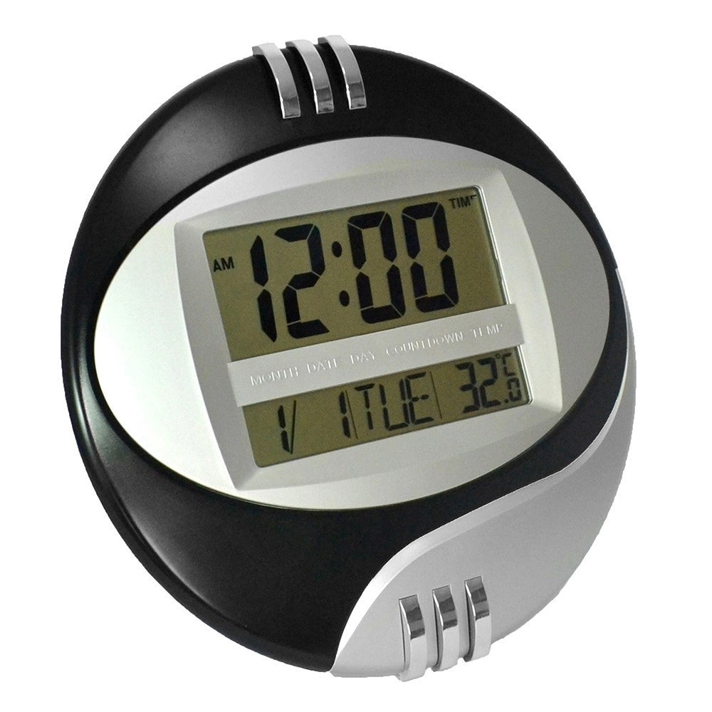 Trade Shop - Orologio Digitale Da Per Parete Muro Tavolo Datario Temperatura Display Lcd -